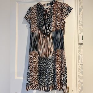 NWT DKNY pleated dress in a fun animal print